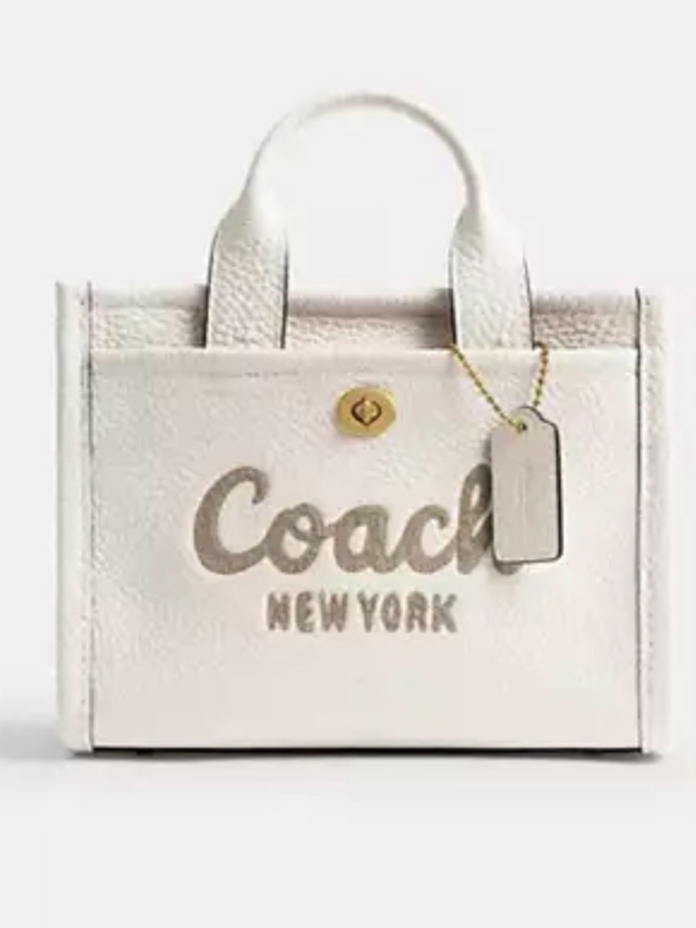 💛Coach NWT Chalk Pebbled Leather Cargo Tote 20 with Script Logo /Gold Hardware